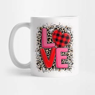 Cute Love Heart Leopard Print Valentines Day Women Girls Mug